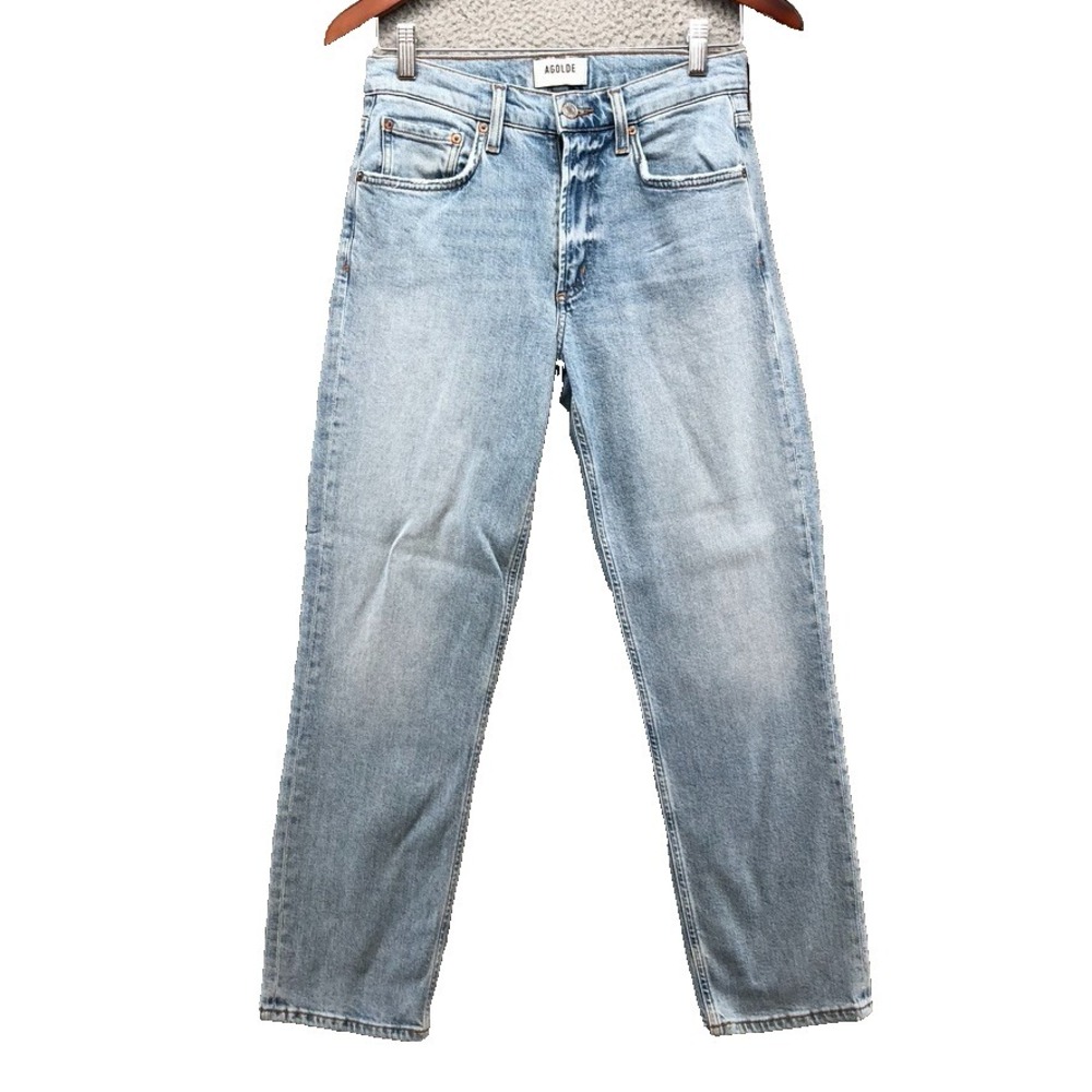 Agolde Kye Straight Leg Jeans Ankle Womens 25 0 Blue Denim Organic Cotton‎
